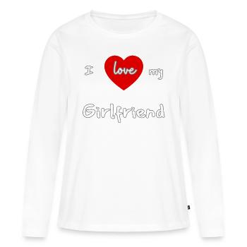 J’aime ma copine - T-shirt manches longues Premium bio Femme - blanc - Devant - Julia (174cm)