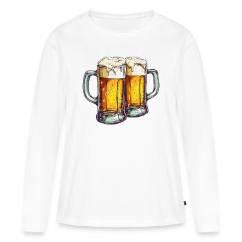 Chopes à bière Chopes à bière Verres à bière Bière Boire de l’alcool - T-shirt manches longues Premium bio Femme - blanc - Devant - Julia (174cm)
