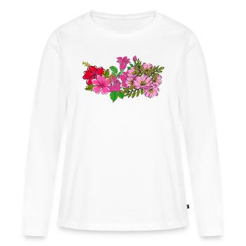 Bouquet de fleurs sauvages rose - T-shirt manches longues Premium bio Femme - blanc - Devant - Julia (174cm)