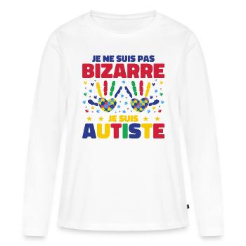 Je ne suis pas bizarre je suis autiste - T-shirt manches longues Premium bio Femme - blanc - Devant - Julia (174cm)
