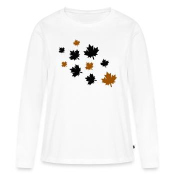 Maple Leaves - Women's Premium Organic Long Sleeve Shirt - white - Front - Julia (174cm)