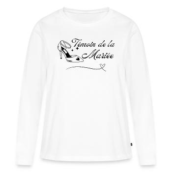 Témoin de la mariée - T-shirt manches longues Premium bio Femme - blanc - Devant - Julia (174cm)