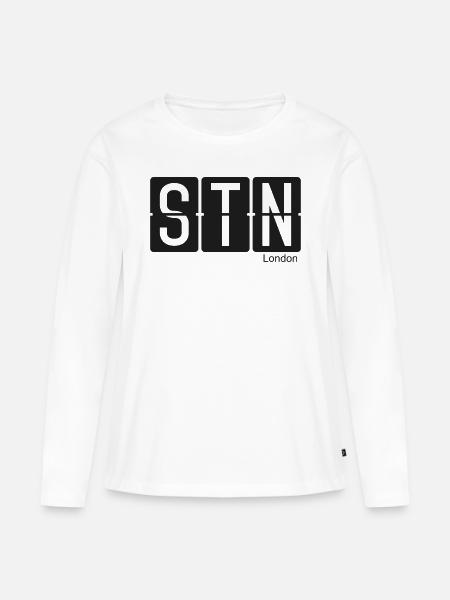London Stansted - Frauen Premium Bio Langarmshirt - Weiß