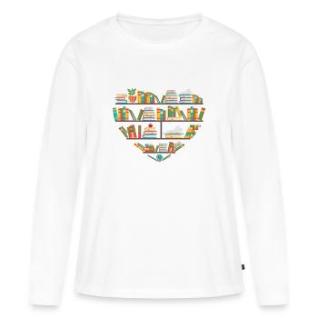 Lesezitat Herz Bücherregale Bibliothek Buchliebhaber - Frauen Premium Bio Langarmshirt - Weiß - Vorne - Julia (174cm)
