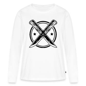 Messer - Frauen Premium Bio Langarmshirt - Weiß - Vorne - Julia (174cm)