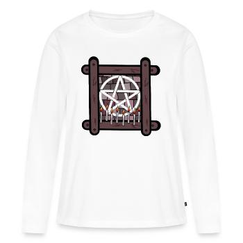 Satan spirituel occulte Rituel Diable Pentagramme - T-shirt manches longues Premium bio Femme - blanc - Devant - Julia (174cm)