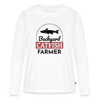 Backyard Catfish Farmer Fish Farming Farm Funny - Women's Premium Organic Long Sleeve Shirt - white - Front - Julia (174cm)