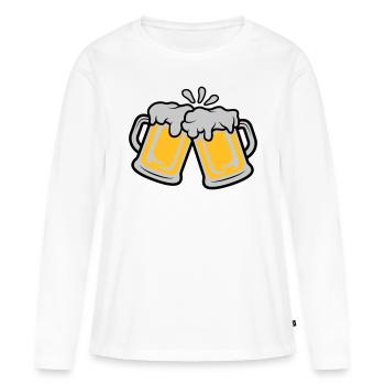 Cruches à bière grillée - T-shirt manches longues Premium bio Femme - blanc - Devant - Julia (174cm)