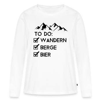 Liste - wanders, berge, bier - - Frauen Premium Bio Langarmshirt - Weiß - Vorne - Julia (174cm)