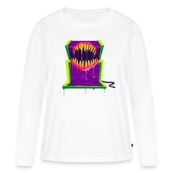 Un beau et drôle Mimic Monster Design - T-shirt manches longues Premium bio Femme - blanc - Devant - Julia (174cm)