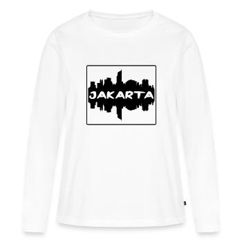 Jakarta Indonésie Skyline Silhouette Voyage Souven - T-shirt manches longues Premium bio Femme - blanc - Devant - Julia (174cm)