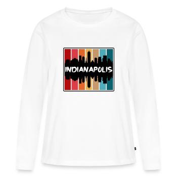 Indianapolis Indiana États-Unis Skyline Silhouette Voyage - T-shirt manches longues Premium bio Femme - blanc - Devant - Julia (174cm)