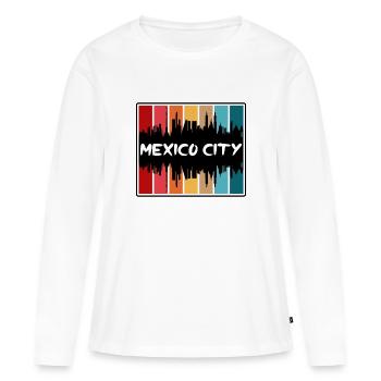 Mexico City Mexico Skyline Silhouette Travel Souve - T-shirt manches longues Premium bio Femme - blanc - Devant - Julia (174cm)