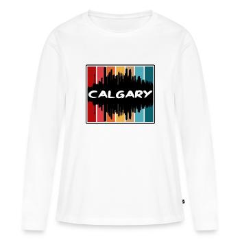 Calgary Canada Skyline Silhouette Souvenir de voyage - T-shirt manches longues Premium bio Femme - blanc - Devant - Julia (174cm)