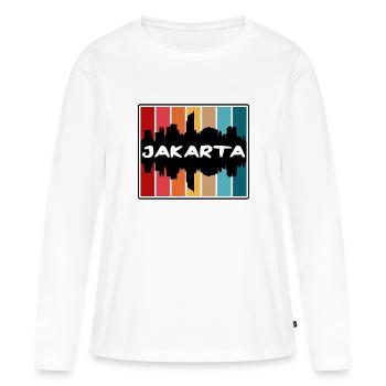Jakarta Indonésie Skyline Silhouette Voyage Souven - T-shirt manches longues Premium bio Femme - blanc - Devant - Julia (174cm)