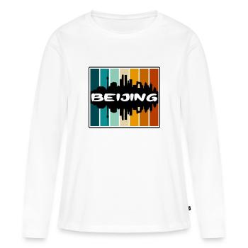 Peking China Skyline Silhouette Reise Souvenir - Frauen Premium Bio Langarmshirt - Weiß - Vorne - Julia (174cm)