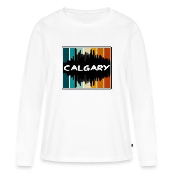 Calgary Canada Skyline Silhouette Souvenir de voyage - T-shirt manches longues Premium bio Femme - blanc - Devant - Julia (174cm)