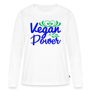 Puissance végétalienne - T-shirt manches longues Premium bio Femme - blanc - Devant - Julia (174cm)