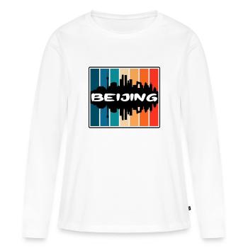 Peking China Skyline Silhouette Reise Souvenir - Frauen Premium Bio Langarmshirt - Weiß - Vorne - Julia (174cm)
