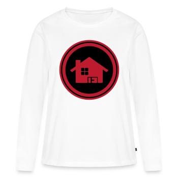 Propriété de la maison - T-shirt manches longues Premium bio Femme - blanc - Devant - Julia (174cm)