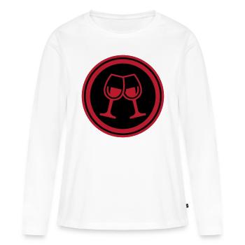 Verres à vin - T-shirt manches longues Premium bio Femme - blanc - Devant - Julia (174cm)