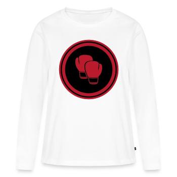 Boxhandschuhe - Frauen Premium Bio Langarmshirt - Weiß - Vorne - Julia (174cm)