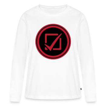 Cochez la case - T-shirt manches longues Premium bio Femme - blanc - Devant - Julia (174cm)