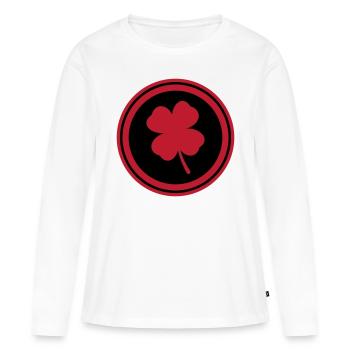 Symbole du trèfle - T-shirt manches longues Premium bio Femme - blanc - Devant - Julia (174cm)