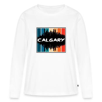 Souvenir de voyage Skyline Silhouette de Calgary Canada - T-shirt manches longues Premium bio Femme - blanc - Devant - Julia (174cm)