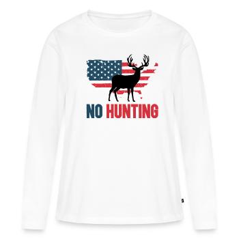 Anti chasse No hunting USA - T-shirt manches longues Premium bio Femme - blanc - Devant - Julia (174cm)