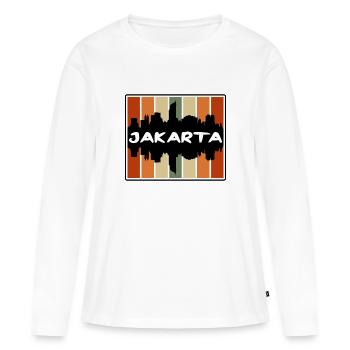 Jakarta Indonésie Skyline Silhouette Voyage Souven - T-shirt manches longues Premium bio Femme - blanc - Devant - Julia (174cm)