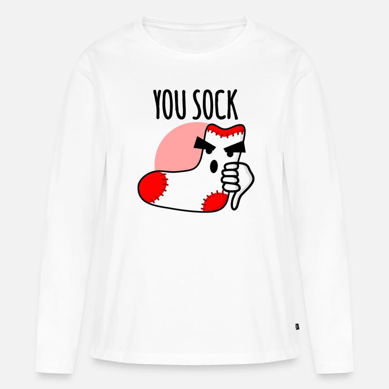 You sock, you suck socks funny pun - Women's Premium Organic Long Sleeve Shirt - white