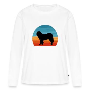 Chien de berger du Caucase Silhouette Rétro Coucher de soleil - T-shirt manches longues Premium bio Femme - blanc - Devant - Julia (174cm)