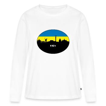 Kiev Ukraine Drapeau Skyline Silhouette Travel - T-shirt manches longues Premium bio Femme - blanc - Devant - Julia (174cm)