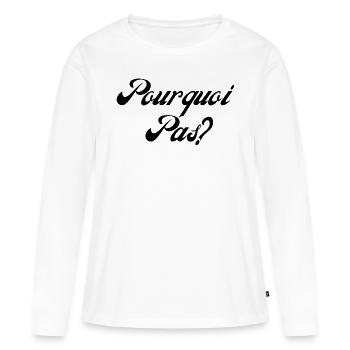 pourquoi pas - T-shirt manches longues Premium bio Femme - blanc - Devant - Julia (174cm)