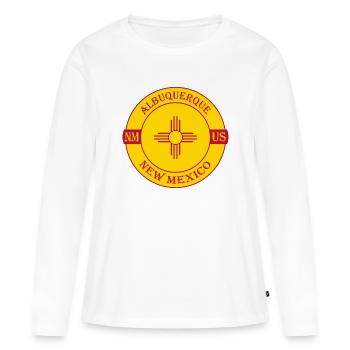 Albuquerque New Mexico Flag USA Souvenir Badge - T-shirt manches longues Premium bio Femme - blanc - Devant - Julia (174cm)