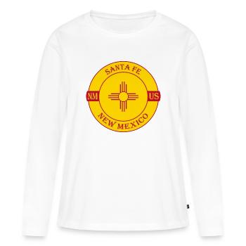 Santa Fe Nouveau-Mexique Flag USA Travel Souvenir Badge - T-shirt manches longues Premium bio Femme - blanc - Devant - Julia (174cm)