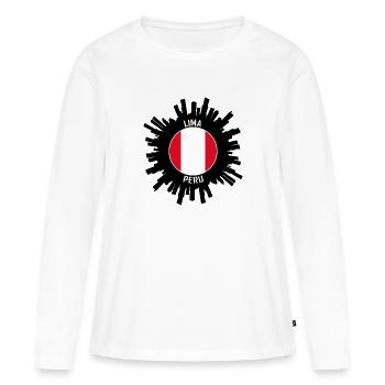 Lima Skyline Peru Flag Travel Souvenir - Women's Premium Organic Long Sleeve Shirt - white - Front - Julia (174cm)