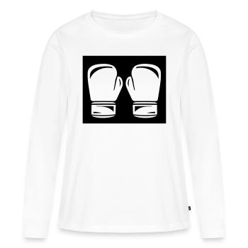 Boxe - T-shirt manches longues Premium bio Femme - blanc - Devant - Julia (174cm)