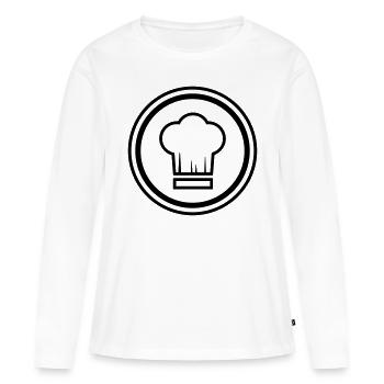 Chapeau de chef Chef Chef Icône - T-shirt manches longues Premium bio Femme - blanc - Devant - Julia (174cm)