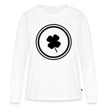 Symbole du trèfle - T-shirt manches longues Premium bio Femme - blanc - Devant - Julia (174cm)