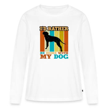 Braque Saint Germain Dog Silhouette Retro Coucher de soleil - T-shirt manches longues Premium bio Femme - blanc - Devant - Julia (174cm)