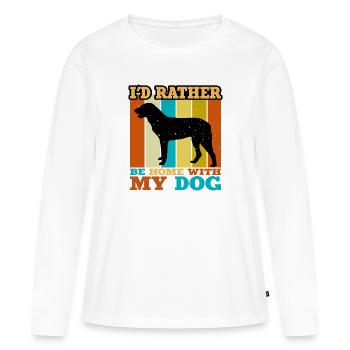 Cao De Castro Laboreiro Dog Silhouette Retro Sun - T-shirt manches longues Premium bio Femme - blanc - Devant - Julia (174cm)