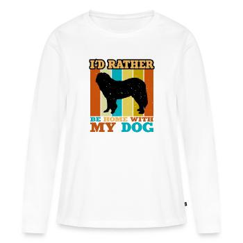 Chien de berger du Caucase Silhouette Rétro Coucher de soleil - T-shirt manches longues Premium bio Femme - blanc - Devant - Julia (174cm)