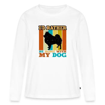 Deutscher Spitz Hund Liebhaber Silhouette Vintage Sonnenuntergang - Frauen Premium Bio Langarmshirt - Weiß - Vorne - Julia (174cm)