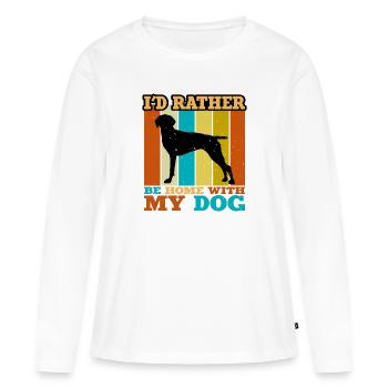 Vieux danois Pointer Dog Silhouette Retro Sunset - T-shirt manches longues Premium bio Femme - blanc - Devant - Julia (174cm)