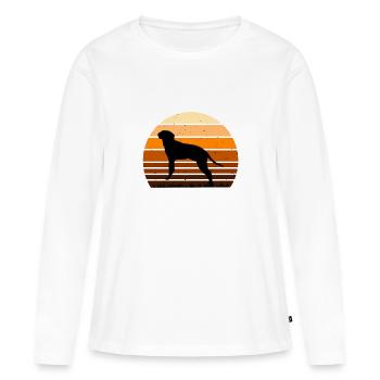 Braque Saint Germain Dog Silhouette Retro Coucher de soleil - T-shirt manches longues Premium bio Femme - blanc - Devant - Julia (174cm)