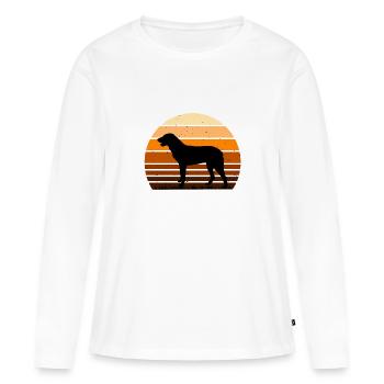 Cao De Castro Laboreiro Dog Silhouette Retro Sun - T-shirt manches longues Premium bio Femme - blanc - Devant - Julia (174cm)