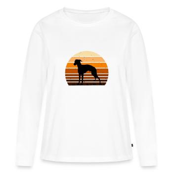 Rampur Greyhound Dog Lover Silhouette Retro Sunset - Women's Premium Organic Long Sleeve Shirt - white - Front - Julia (174cm)