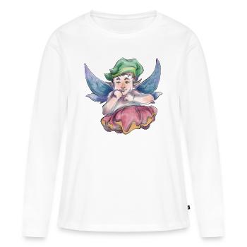 Bébé elfe - T-shirt manches longues Premium bio Femme - blanc - Devant - Julia (174cm)